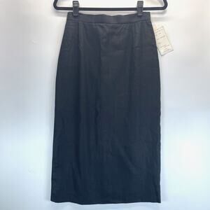 NWT Vintage 80/90s Carlisle Women's Size 6 100% Linen Pencil Skirt Black Classic